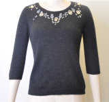 100%Lambswool Women Fit Jumper Knit Sweater with Sequins