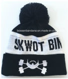 Factory Produce Customized Logo Embroidered Black Acrylic Knitted Winter Beanie Hat