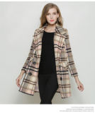 Houndstooth Europe Fashion Style Long Women Coat for Winter