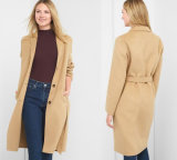 Women Classic Wool Coat with Lapel Collar Coat