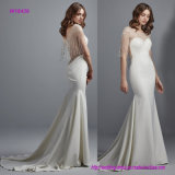 Fit-and-Flare Beaded Illusion Cap-Sleeves and Scoop Back Wedding Dress