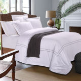 100%Cotton Simple Style White Color Hotel Embroidery Duvet Cover Set