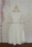 Long Sleeve France Style Real Photo Appliques Short Wedding Dress