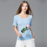 2018 New Design 100% Rayon Ladies Short Sleeve Spring Sweater Round Neck