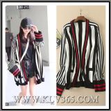 2017 Autumn Winter Lady Fashion Clothes Knitted Striped Cardigan Sweater