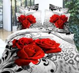 Hot 3D Flower Printing Cotton Bedding Set
