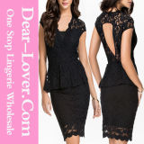 Black Sleeveless Lace A-Line Party Dress