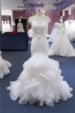 Capped Sleeve Ruffled Flower Mermaid Wedding Dress