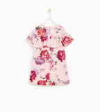 Girl's Dress with Flowers Prinitng