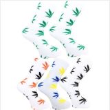 Maple Leaves White Ankle Sock