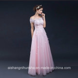 A-Line Boat Neck Appliques Floor Length Evening Dresses