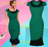 Elegant Ladies Teal Short Sleeve Fishtail Fashion Dress (103)