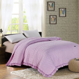Washed Microfiber Printed Purple Quilting Coverlet Set with Polyester Filling