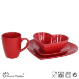 16PCS Dinner Set Solid Red in Heart Shape Design