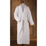 High Quality White Velvet Bathrobe for 5 Star Hotel