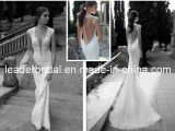 Sheer Lace Wedding Dresses Cap Sleeves Berta Bridal Gowns A01