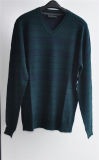 Patterned V-Neck Knit Pullover Sweater for Men