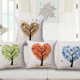 Pretty Love Tree Cotton Linen Square Sofa Cushion Cover Without Stuffing (35C0262)