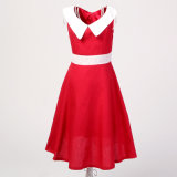 Clothing Retailer Store Peter Pan Collar Girls Sleeveless Red Summer Dresses