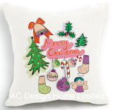 White Color Square X'mas Little Angel Design Fabric Cushion W/Filling