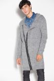 Winter Hoodie Knitted Unisex Long Cardigan with Zipper