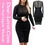 Black Netted Cutout MIDI Dress