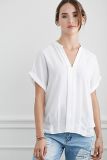 Fashion Casual Style Sheer Pintucked-Front Women Blouse