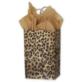 Leopard Printed Shoppers Custom Kraft Paper Gift Shopping Bag for Garment Packing