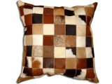 Natural Leather Cowhide Patch Pillow Without Fillings