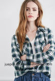 Buttoned Chest Pockets Buttoned Cuffs Tartan Women Plaid Shirt