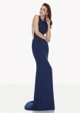 Fashion Blue Knitted Mermaid Prom Party Gown Evening Dress