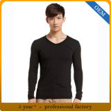 Wholesale 100% Cotton Men V Neck Long Sleeve T Shirt