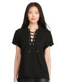 Women's Lace-up Cotton Polo T Shirt