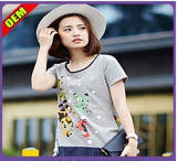 Fashion Sexy Cotton/Polyester Printed T-Shirt for Women (W295)