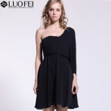 High Quality Designer Textured Crepe One Sleeve Dress