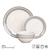 18PCS Ceramic Dinner Set with Hand Painted Simple Circles