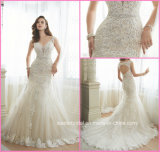 A-Line Bridal Gown Lace Beads Hollow Back Wedding Dress Y11643