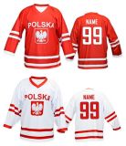 Customize Poland Hockey Jersey Red White Hockey Jerseys