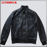 Fashion Black PU Jacket for Men Outer Wear