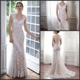 Champagne Bridal Gowns Cap Sleeves Lace Wedding Dress S201797