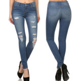 Women High Waist Ripped Fashion Jeans Denim Skinny Legging