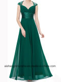 Official Evening Dress V-Collar Flash Chiffon Wrinkled Empire