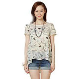 Custom Cotton Ladies Printed T-Shirt (W177)