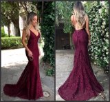 Lace Prom Gown Purple Wine Backless Party Bridal Evening Dress Ld15266