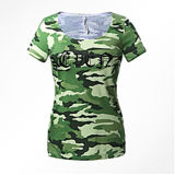 Fashion Sexy Cotton/Polyester Printed T-Shirt for Women (W034)