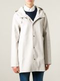 Hooded White PVC Polyester Long Raincoat for Women