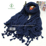 Monochrome Ball Hang Fringed Shawl Lady Fashion Scarf