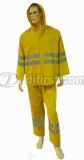 Reflective Split PVC Polyester Rain Suit with Hood