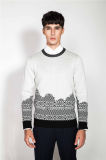 Crew Neck Jacquard Knit Jumper Men Sweater