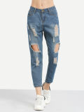 High Quality Casual Style Fashion Distressed Boyfriend Ankle Jeans